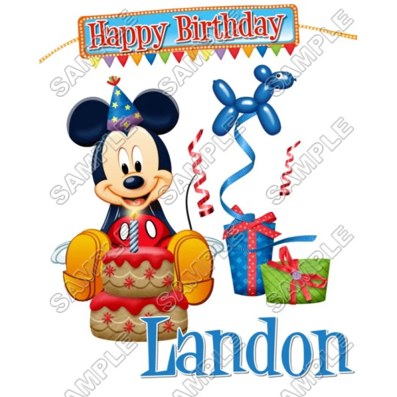 Mickey Mouse Birthday Personalized Custom DTF Iron on Transfer - Ready to Press #100 Mickey Mouse Birthday Personalized Custom DTF Iron on Transfer - Ready to Press #100