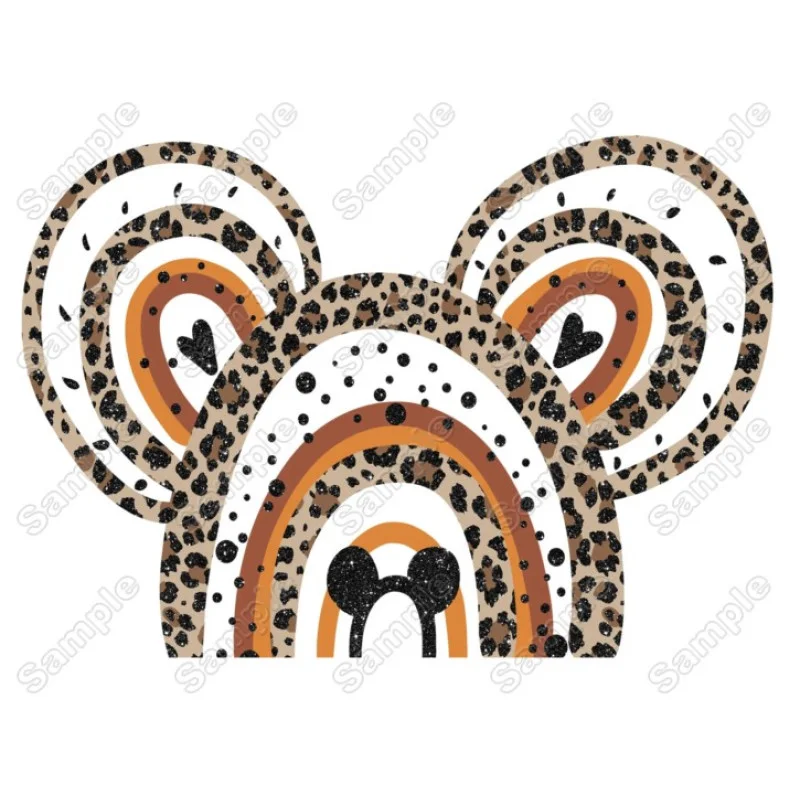 Mickey Mouse Ears Leopard Heat Iron on Transfer - Ready to Press Mickey Mouse Ears Leopard Heat Iron on Transfer - Ready to Press