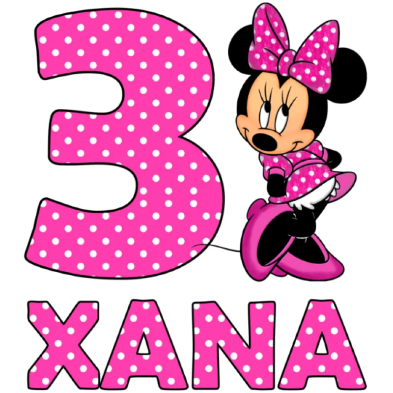 Minnie Mouse Pink Birthday Personalized DTF Iron on Transfer #17 Minnie Mouse Pink Birthday Personalized DTF Iron on Transfer #17