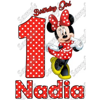 Minnie Mouse Red  Birthday   Personalized   DTF Iron on Transfer #18