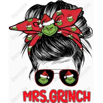 Mrs.Grinch Christmas  DTF Heat Iron on Transfer - Ready to Press 