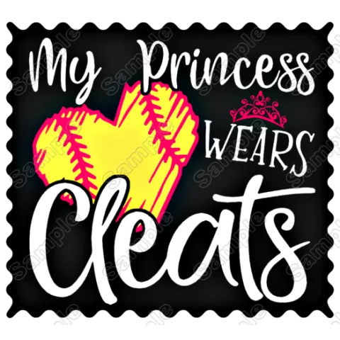 My Princess Wears Cleats Softball Mom DTF Iron on Transfer - Ready to Press My Princess Wears Cleats Softball Mom DTF Iron on Transfer - Ready to Press