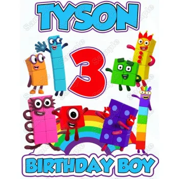 Number Blocks Birthday  Custom  DTF Heat  Iron on Transfer - Ready to Press 