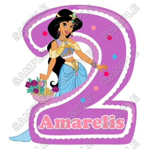 Princess Jasmine  Birthday  Personalized  Custom  DTF Iron on Transfer - Ready to Press #10