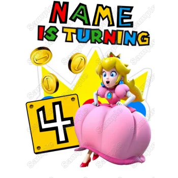 Princess Peach  Mario Birthday  Personalized  Custom  DTF Iron on Transfer - Ready to Press #2