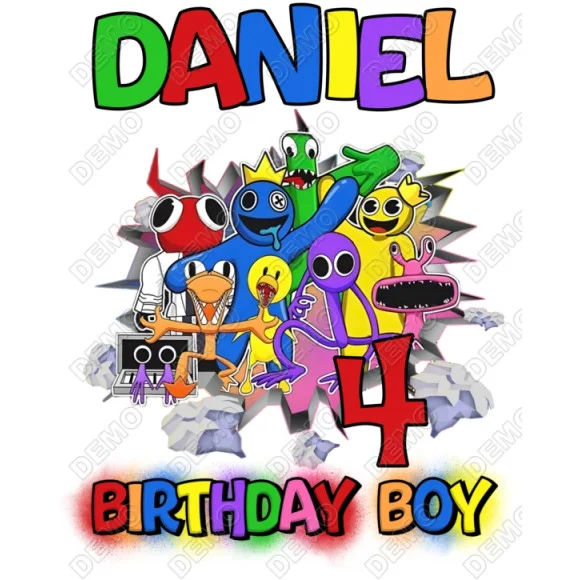 Rainbow Friends  Birthday Custom  DTF Iron on Transfer - Ready to Press