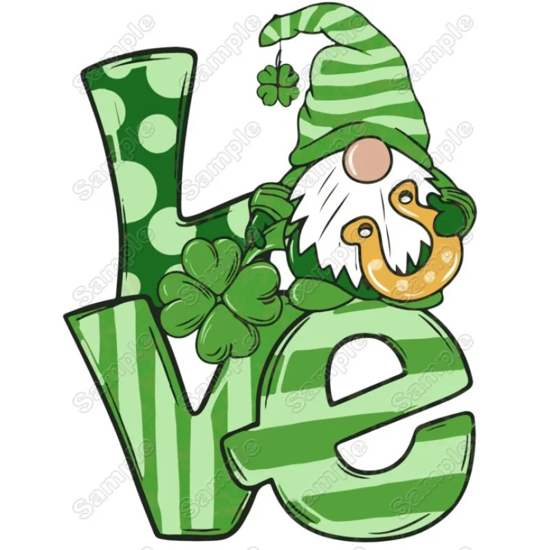 Saint Patricks Day Gnome Love DTF Heat Iron on Transfer - Ready to Press Saint Patricks Day Gnome Love DTF Heat Iron on Transfer - Ready to Press