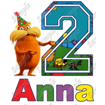 Seuss Lorax  Birthday  Personalized  Custom  DTF Iron on Transfer - Ready to Press #7