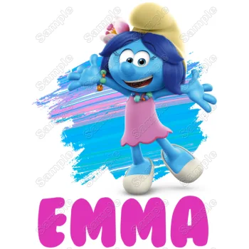 Smurf Blossom  Custom Name  DTF Iron on Transfer - Ready to Press 