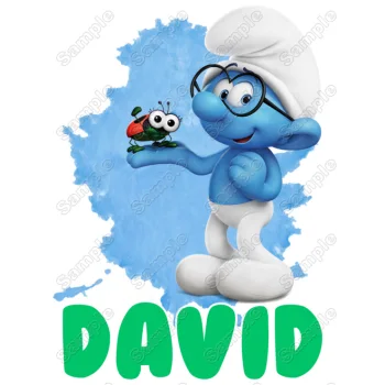 Smurf Brainy  Custom Name  DTF Iron on Transfer - Ready to Press 