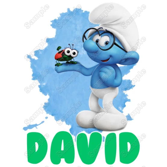 Smurf Brainy  Custom Name  DTF Iron on Transfer - Ready to Press