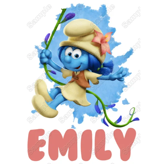 Smurf Lily Custom Name DTF Iron on Transfer - Ready to Press Smurf Lily Custom Name DTF Iron on Transfer - Ready to Press