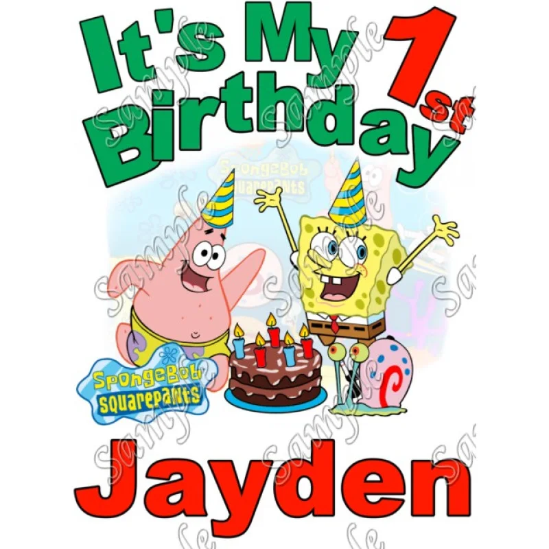 SpongeBob Birthday Personalized Custom DTF Iron on Transfer - Ready to Press #6 SpongeBob Birthday Personalized Custom DTF Iron on Transfer - Ready to Press #6