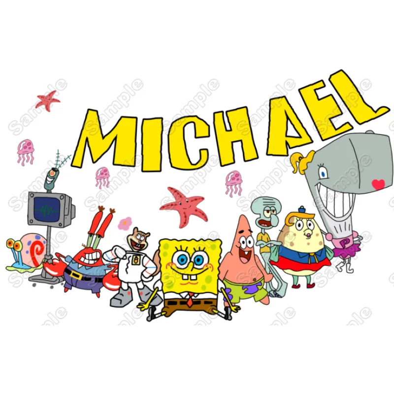 SpongeBob Personalized Custom DTF Iron on Transfer SpongeBob Personalized Custom DTF Iron on Transfer