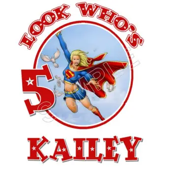 Super Girl  Birthday Personalized Custom DTF Iron on Transfer - Ready to Press #68
