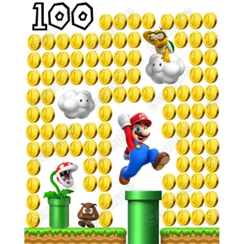 Super Mario 100 Coins DTF Iron on Transfer - Ready to Press 