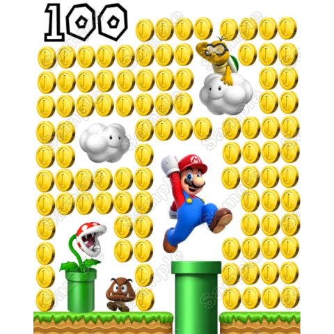 Super Mario 100 Coins DTF Iron on Transfer - Ready to Press