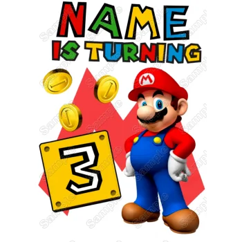 Super Mario Birthday  Personalized  Custom  DTF Iron on Transfer - Ready to Press #2