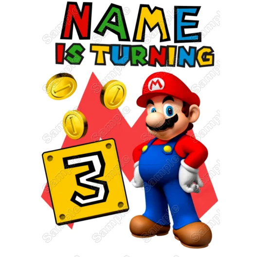 Super Mario Birthday Personalized Custom DTF Iron on Transfer - Ready to Press #2 Super Mario Birthday Personalized Custom DTF Iron on Transfer - Ready to Press #2