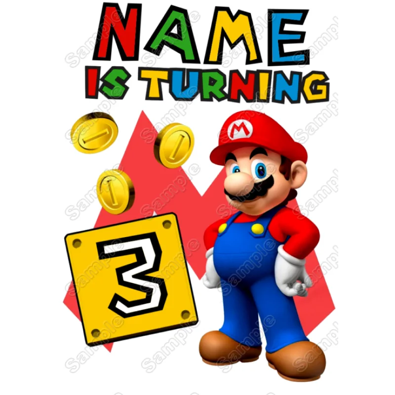 Super Mario Birthday Personalized Custom DTF Iron on Transfer - Ready to Press #2 Super Mario Birthday Personalized Custom DTF Iron on Transfer - Ready to Press #2