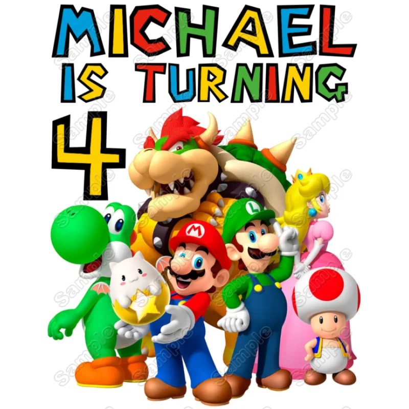 Super Mario Bros. Bowser Custom Birthday Iron on Transfer Super Mario Bros. Bowser Custom Birthday Iron on Transfer