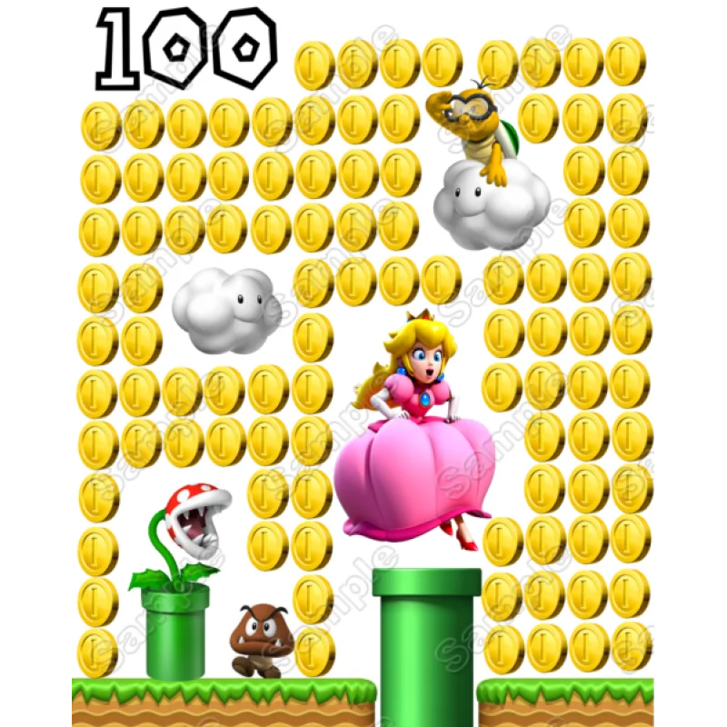 Super Mario Princess Peach 100 Coins DTF Iron on Transfer - Ready to Press Super Mario Princess Peach 100 Coins DTF Iron on Transfer - Ready to Press