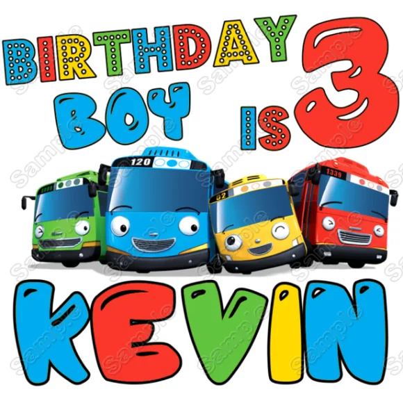 Tayo Little Bus Birthday Party  Personalized  DTF Iron on Transfer #1
