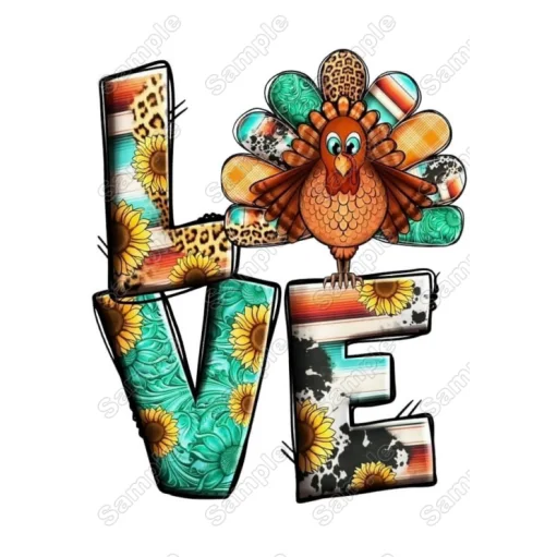 Thanksgiving Love Turkey Shirt Iron On Transfer Thanksgiving Love Turkey Shirt Iron On Transfer