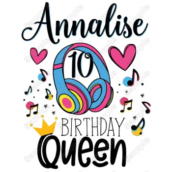 Tik Tok Birthday Queen Custom Name DTF Iron On Transfer