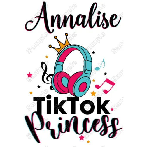 Tik Tok Princess Custom Name DTF Iron On Transfer Tik Tok Princess Custom Name DTF Iron On Transfer