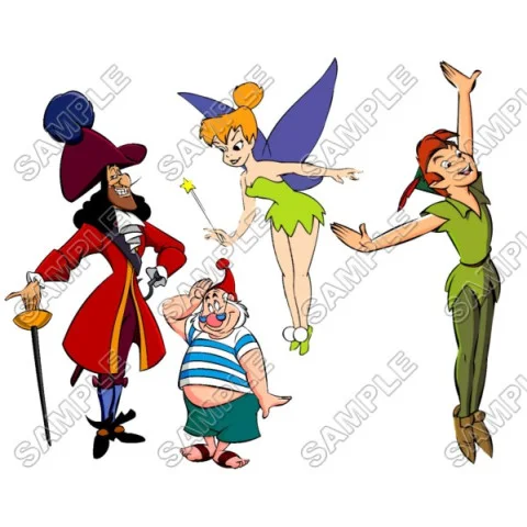 Tinkerbell Peter Pan Captain Hook DTF Iron on Transfer  - Ready to Press  #1
