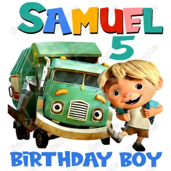 Trash Truck and Hank Birthday Custom  Heat DTF Iron on Transfer 