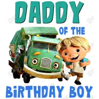 Trash Truck and Hank Family Member  Birthday Custom  DTF Iron on Transfer - Ready to Press