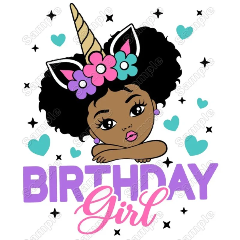 Unicorn Birthday Girl Heat Iron on Transfer - Ready to Press Unicorn Birthday Girl Heat Iron on Transfer - Ready to Press