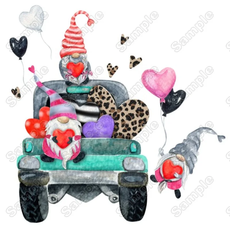 Valentine Gnomes Heart Heat Iron on Transfer - Ready to Press Valentine Gnomes Heart Heat Iron on Transfer - Ready to Press