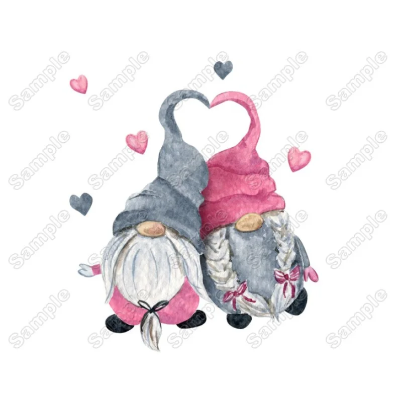 Valentine Gnomes Heat Iron on Transfer - Ready to Press Valentine Gnomes Heat Iron on Transfer - Ready to Press