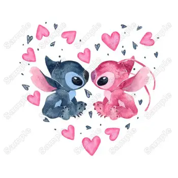 Valentine Lilo and Angel  Iron on Transfer  - Ready to Press 