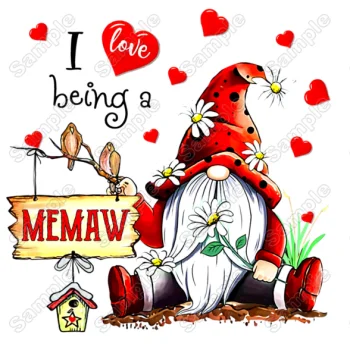 Valentine's Day Gnome DTF  Heat Iron on Transfer - Ready to Press