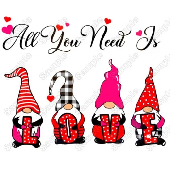 Valentine's Day  Gnome Love DTF Heat  Iron on Transfer - Ready to Press 