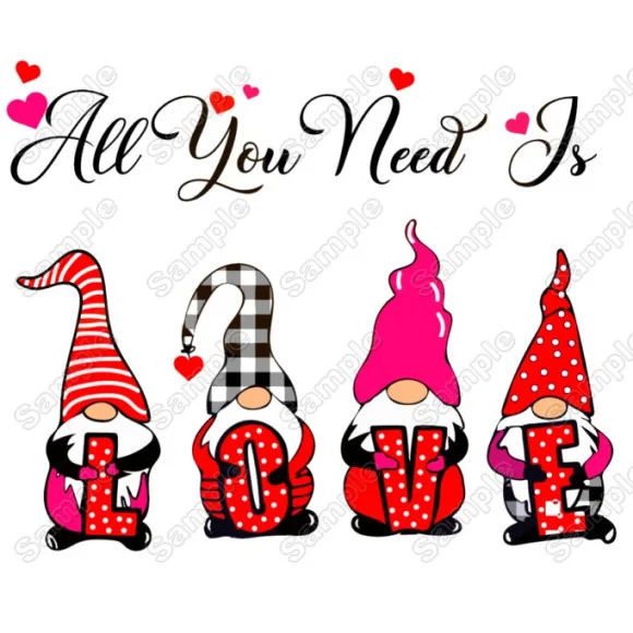 Valentines Day Gnome Love DTF Heat Iron on Transfer - Ready to Press Valentines Day Gnome Love DTF Heat Iron on Transfer - Ready to Press