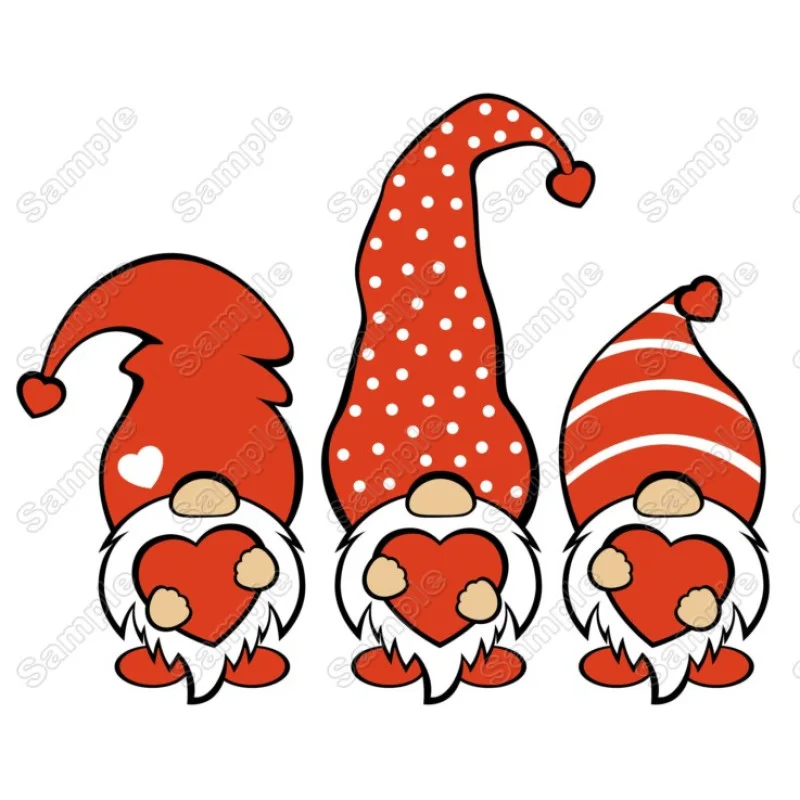 Valentines Day Gnomes Heat Iron on Transfer - Ready to Press Valentines Day Gnomes Heat Iron on Transfer - Ready to Press