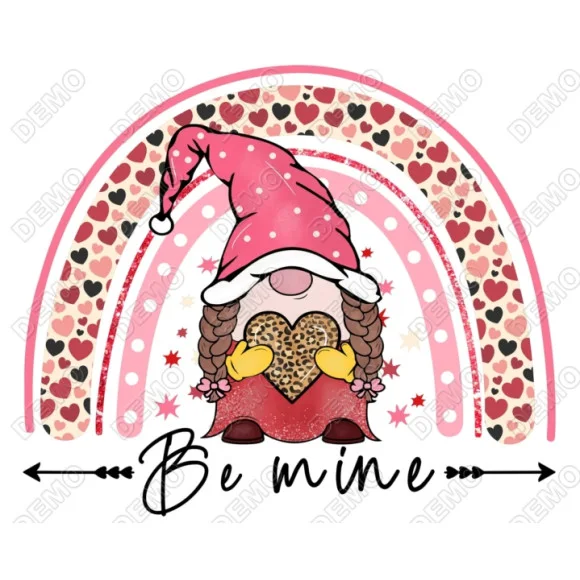Valentines Gnome Be Mine DTF Heat Iron on Transfer Valentines Gnome Be Mine DTF Heat Iron on Transfer