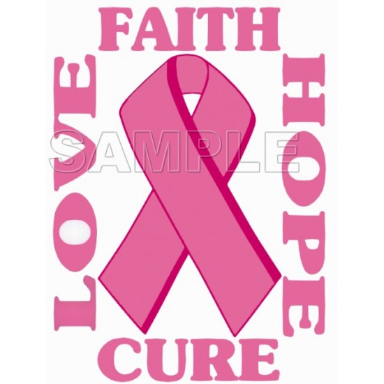 Breast Cancer Awareness ~ Love  Faith  Hope  Cure ~ Heat Iron On Transfer for T shirts N21 (by www.kraftyme.com)